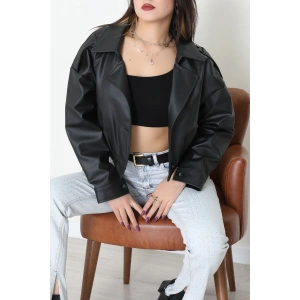 Astarlı Deri Ceket Siyah - 8770.179.