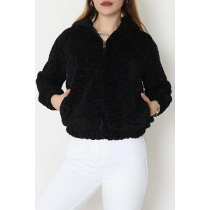 Astarlı Peluş Ceket  Siyah - 2485.1839.