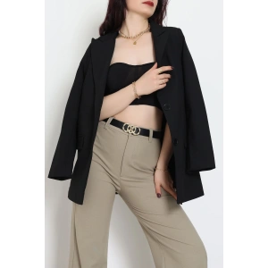 Astarlı Poliviskon Blazer Ceket Siyah - 31823.1397.