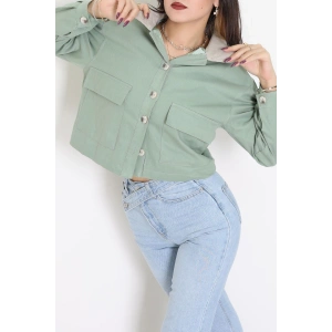Astarlı Yaka Fitilli Gabardin Ceket Mint - 8790.179.