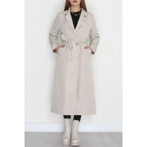 Astarsız Kuşaklı Uzun Trençkot Taş - 31477.147.