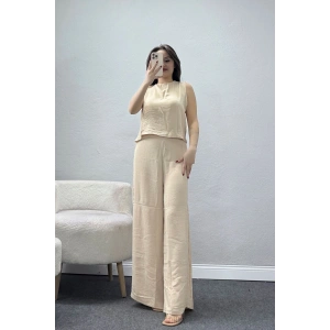 Ayrobin Kumaş Bol Paça İkili Takım Bej - 71150.1748.