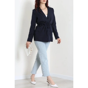 Bağlamalı Astarlı Blazer Ceket Koyulacivert - 31815.1991.
