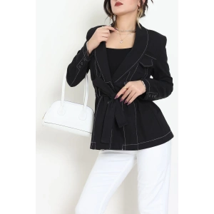 Bağlamalı Gabardin Ceket Siyah - 8123.179.