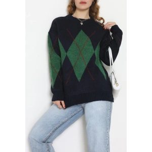 Baklava Dilimli Triko Kazak Lacivertyeşil - 51264.1918.