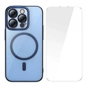 Baseus Glitter iPhone 14 Pro 6.1 Magsafe Silikon Kılıf + Tempered Ekran Koruyucu Set-(1903)