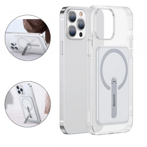 Baseus iPhone 13 Pro Max 6.7 Manyetik Magsafe Standlı Silikon Kılıf-(1903)