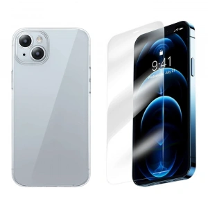 Baseus iPhone 15 Corning Serisi Silikon Kılıf + Tempered Ekran Koruyucu Set-(1903)