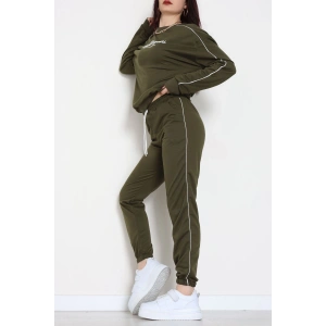 Baskılı Biyeli Eşofman Takımı Haki - 20075.1857.