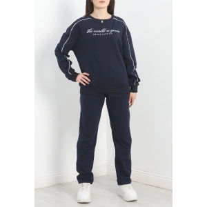 Baskılı Biyeli Eşofman Takımı Lacivertbeyaz - 20075.1857.