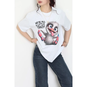 Baskılı Kompakt Penye Tişört Beyazgri - 55044.1872.