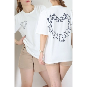 Baskılı Kompakt Penye Tişört Beyazlaci - 55044.1872.