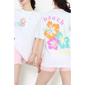 Baskılı Kompakt Penye Tişört Beyazmint - 55044.1872.