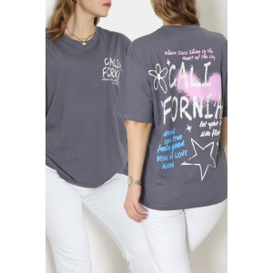 Baskılı Kompakt Penye Tişört Grikrem - 55044.1872.