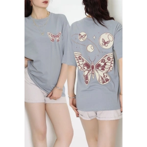 Baskılı Kompakt Penye Tişört Grikrem1 - 55044.1872.