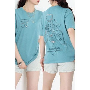 Baskılı Kompakt Penye Tişört Mint - 55044.1872.