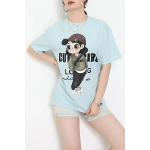 Baskılı Kompakt Penye Tişört Mintkahve - 55044.1872.