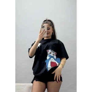 Baskılı Kompakt Penye Tişört Siyahgri - 55044.1872.