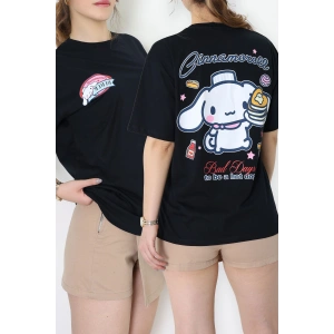 Baskılı Kompakt Penye Tişört Siyahmavi - 55044.1872.