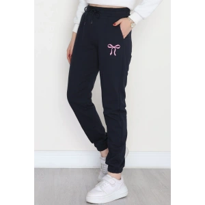 Baskılı Paça Lastik Eşofman Altı Lacivertpembe - 41316.1431.