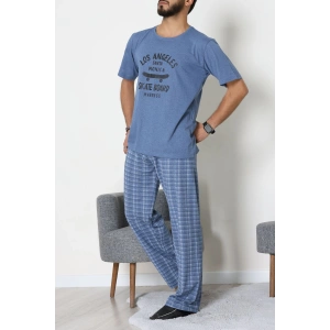 Baskılı Süprem Erkek Pijama Takımı İndigoekose - 70862.1961.