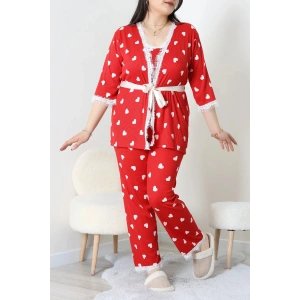 Battal 3Lü Pijama Set Kırmızıkalp - 163.1287.