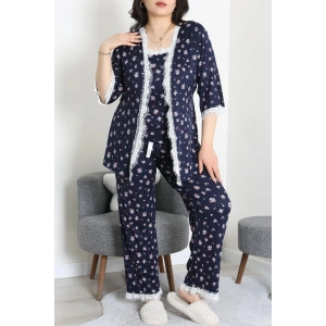 Battal 3Lü Pijama Set Lacivert - 163.1287.