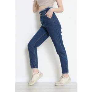 Bel Büzgü Ve Püskül Mom Jean Mavi - 405206.2141.