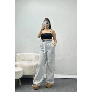 Bel Detaylı 2 İplik Eşofman Altı Gri - 70169.1857.