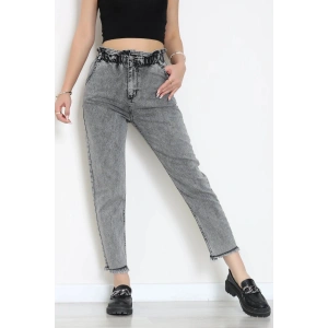 Bel Lastik Paça Püsküllü Mom Jean Füme - 405221.2141.