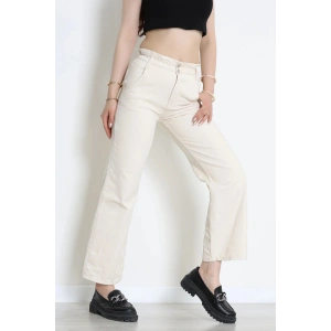Bel Lastikli Palazzo Kot Pantolon Krem - 405354.2141.
