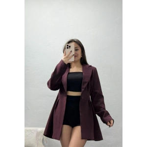 Belden Pensli Tek Düğme Blazer Ceket Mürdüm - 71437.1991.