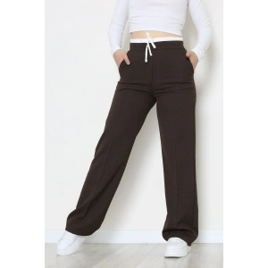 Beli Garnili Poliviskon Palazzo Pantolon Kahve - 51235.1920.