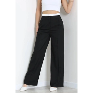 Beli Lastik Detaylı Poliviskon Pantolon Siyah - 7443.1437.