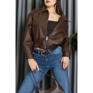 Beli Lastikli Deri Ceket Kahve - 31857.2089.