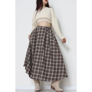 Beli Pileli Ekose Etek Kahve - 51257.1909.