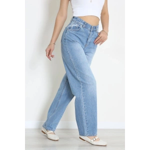 Beli Tokalı Baggy Kot Pantolon Açıkmavi - 32491.1606.