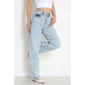 Beli Tokalı Baggy Kot Pantolon Buzmavi - 32491.1606.