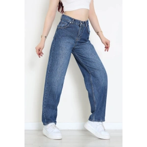 Beli Tokalı Baggy Kot Pantolon Mavi - 32491.1606.