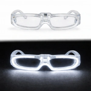 Beyaz Led Işıklı Parti Gözlüğü 3 Modlu – Glow  Gece Eğlence Gözlüğü