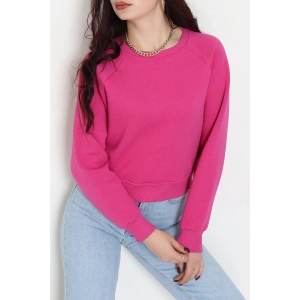 Bisiklet Yaka 3 İplik Sweat Fuşya - 20958.1878.
