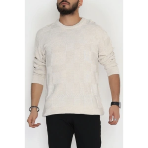 Bisiklet Yaka Desenli Erkek Triko Bej - 70782.1766.