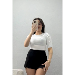 Bisiklet Yaka Fakir Kol Penye Tişört Beyaz - 22094.200.