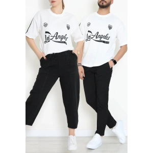 Bisiklet Yaka Oversize 2 İplik Forma Tişört Beyaz - 88102.1878.