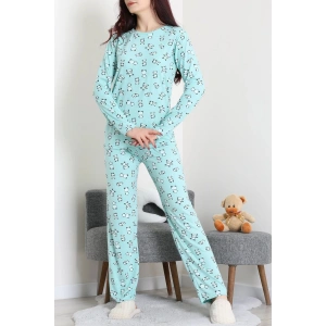 Bisiklet Yaka Uzun Kol Pijama Takımı Yeşilpanda - 780.1287.