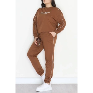 Biyeli 2 İplik Büyük Beden Eşofman Takımı Kahve - 50805.1857.