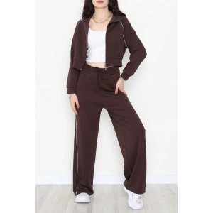 Biyeli Crop Eşofman Takımı Acıkahve - 4130.1247.