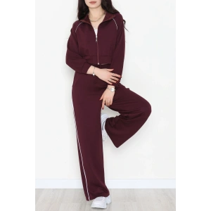 Biyeli Crop Eşofman Takımı Bordo - 4130.1247.