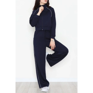 Biyeli Crop Eşofman Takımı Lacivert - 4130.1247.