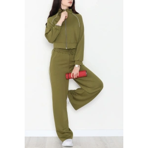 Biyeli Crop Eşofman Takımı Yeşil - 4130.1247.